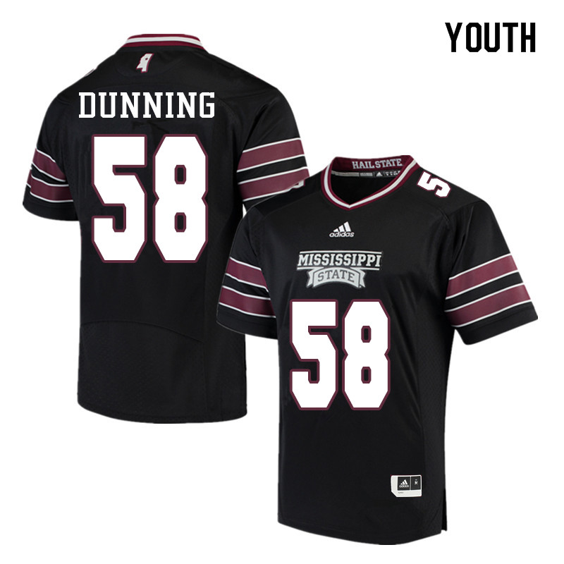 Youth #58 Tyler Dunning Mississippi State Bulldogs College Football Jerseys Sale-Black - Click Image to Close